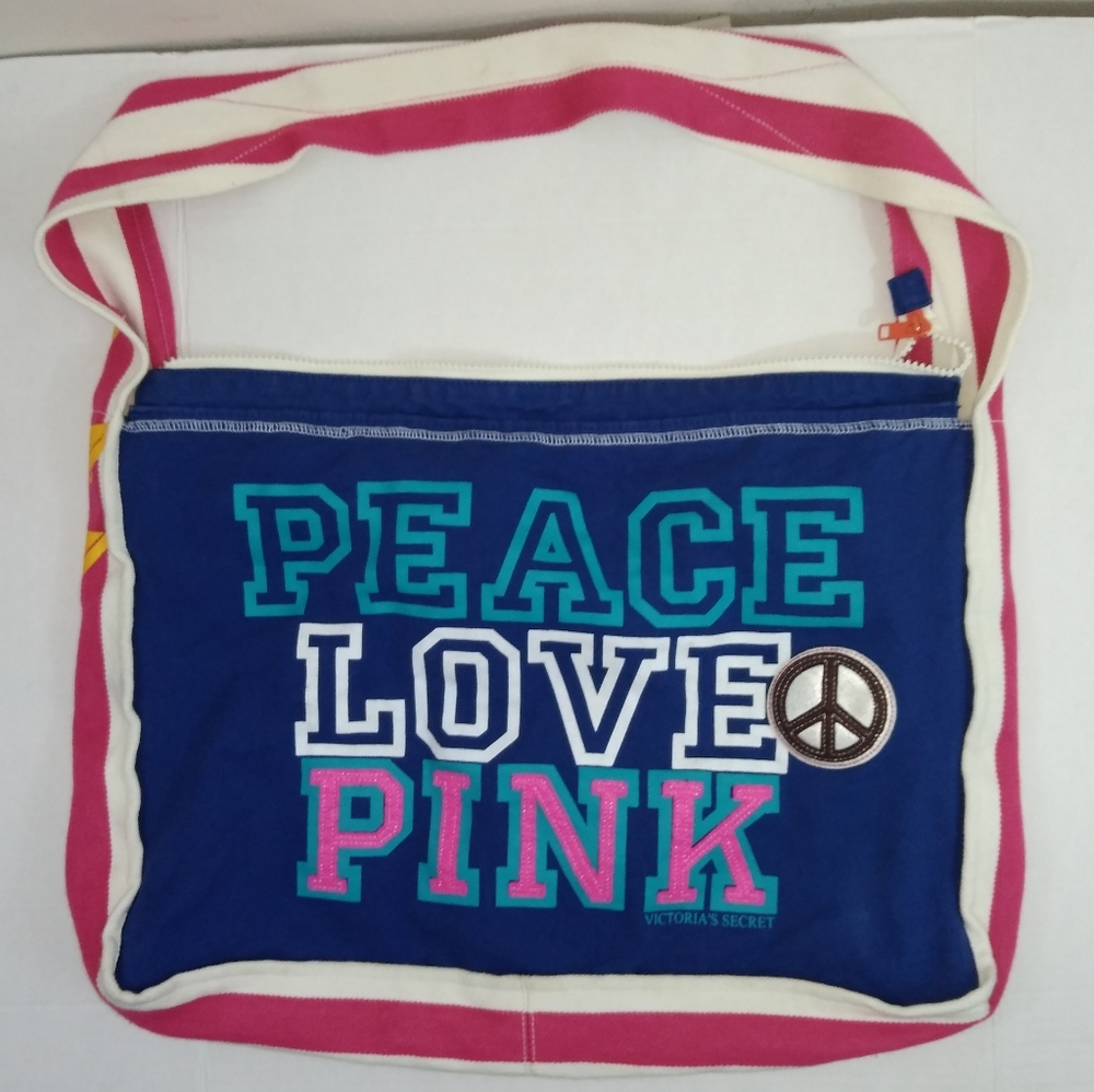 Pink Victoria secret peace, love, pink canvas XL